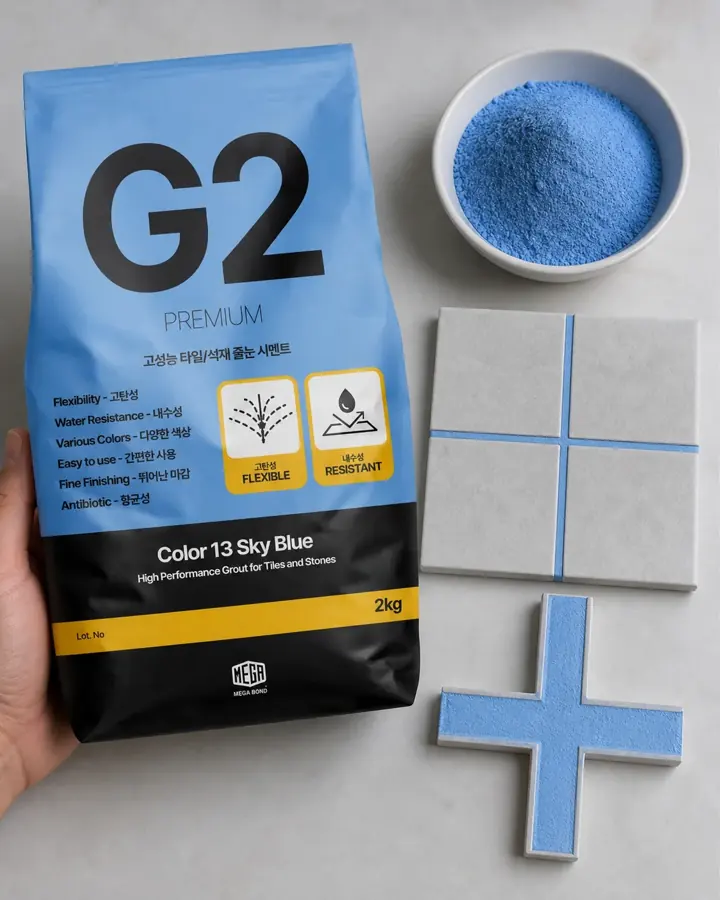 줄눈시멘트 Color 13 Sky Blue 포장과 줄눈 샘플 이미지