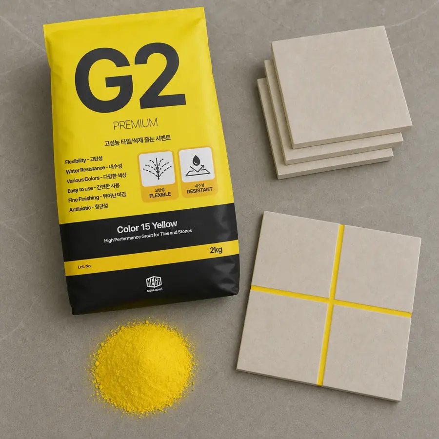 줄눈시멘트 Color 15 Yellow 포장과 줄눈 샘플 이미지