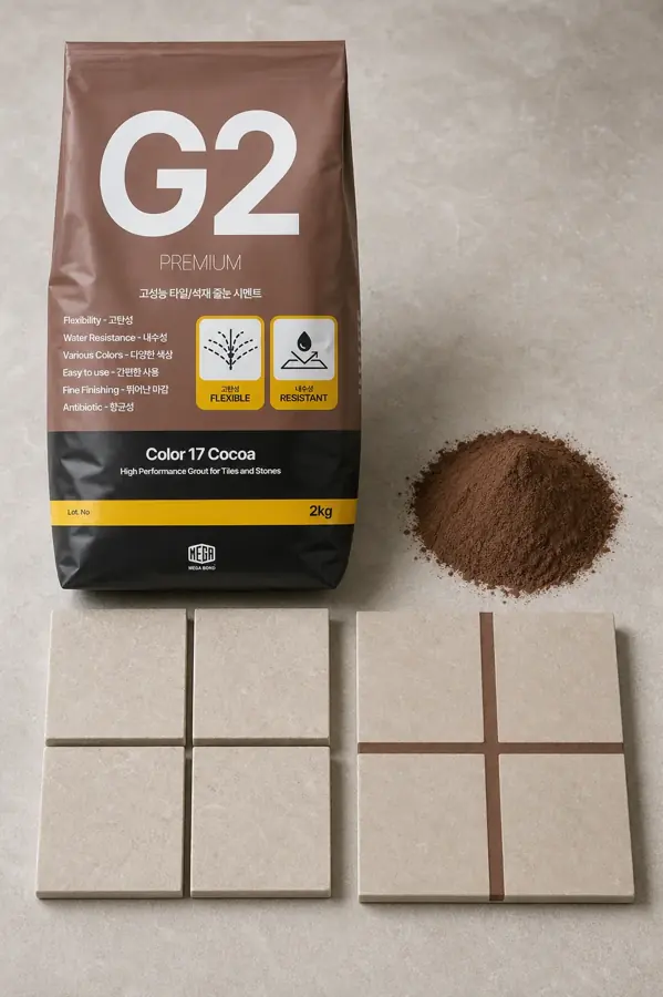 줄눈시멘트 Color 17 Cocoa 포장과 줄눈 샘플 이미지